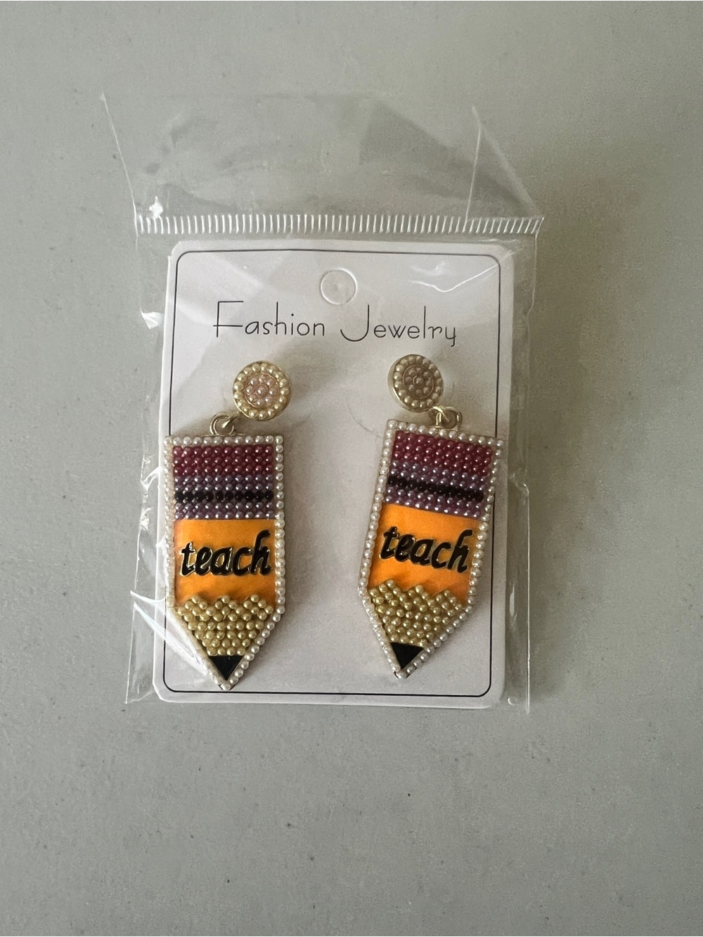 TEACH Pencil Shaped Earrings